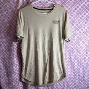 Hollister Floral Graphic T-Shirt XL Beige Short Sleeve 3D Print Back Design